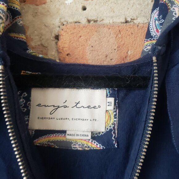 Evy's Tree Navy Blue hoodie with paisley accent in hood - Picture 4 of 7